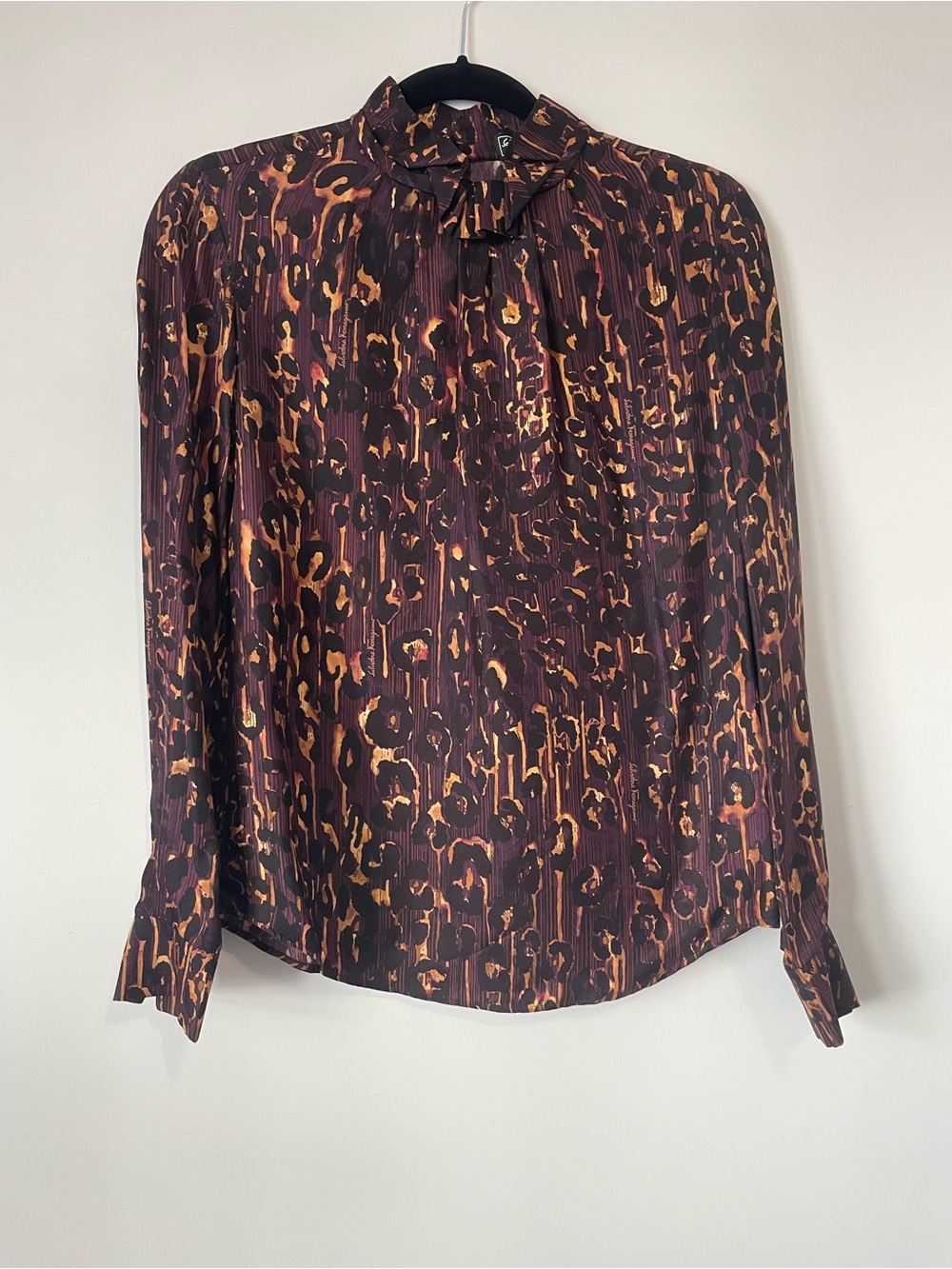 Ferragamo Long-Sleeve Animal Print Blouse